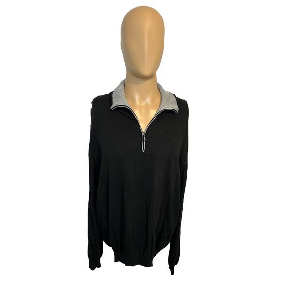 Valda by Tosacano Men's Cotton Blend Pullover 1/4 Zip Sweater Black Gray Size XL - Picture 2 of 6